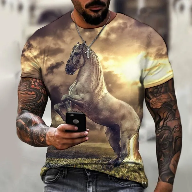 Camisetas para hombres 2022 Camisa de marca caballo blanco galopado caballo galopante impresi n 3D sin fresco y de moda S 5XL
