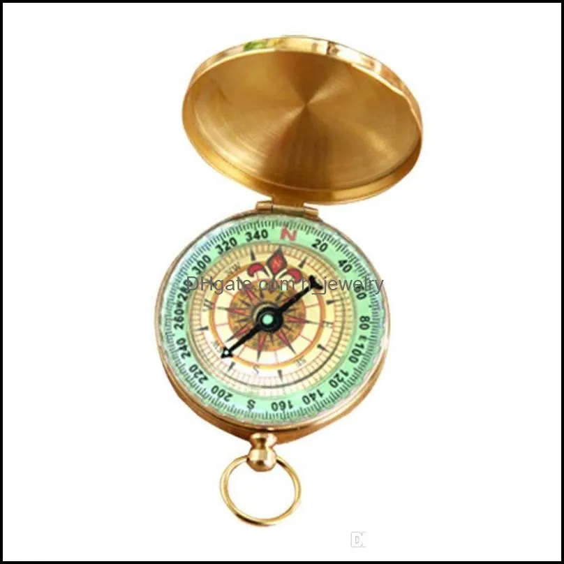 Outdoor Camping Hiking Compasses Portable Brass Pocket Golden Multifunction Fluorescence Compass Navigation New Arrival Camping Tools