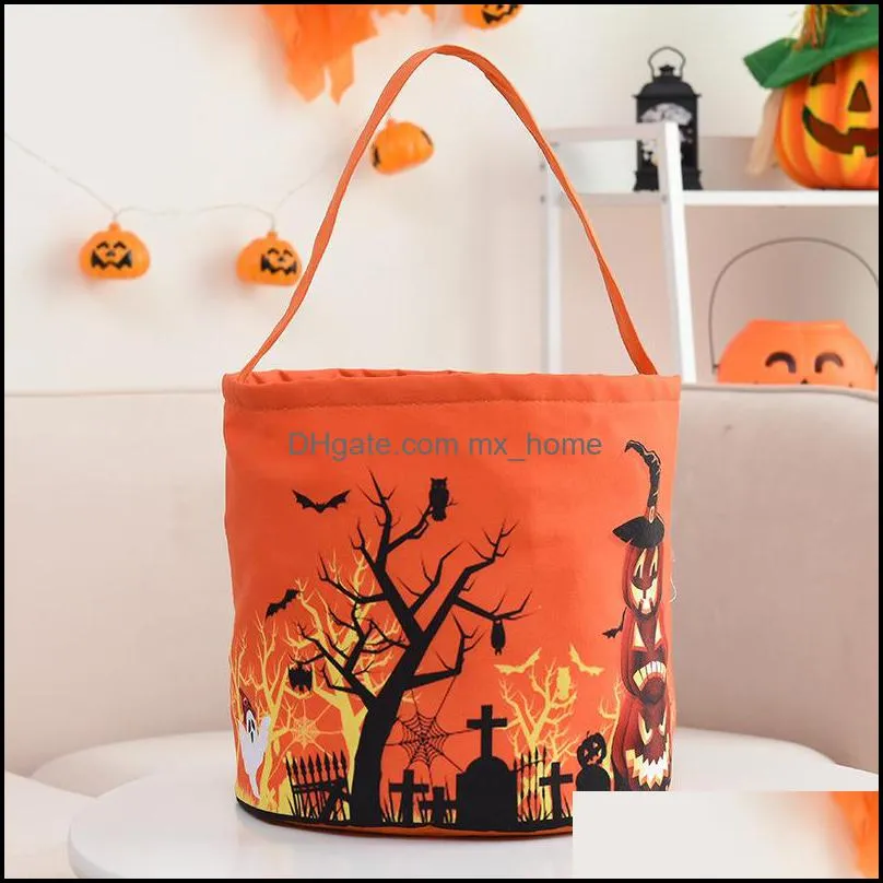 new halloween basket party supplies glowing pumpkin bag children`s portable candy bag ghost festival tote bucket decoration props