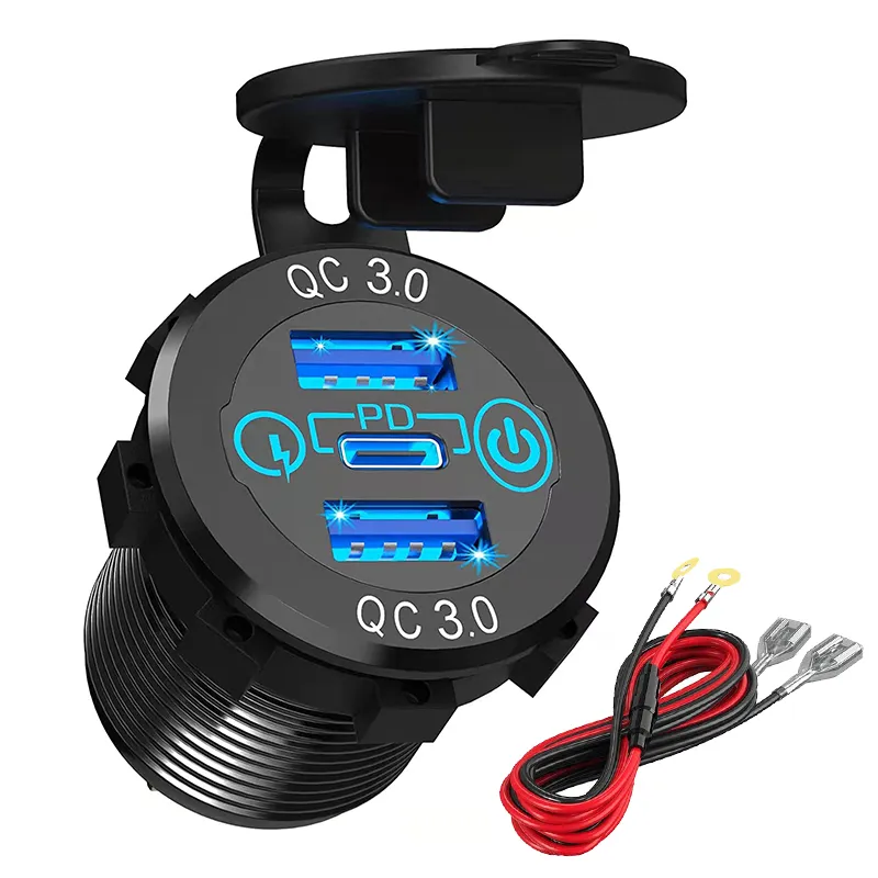 12V Auto Dual USB C QC3.0 Presa accendisigari Adattatore per caricabatterie rapido per Toyota RAV4 Corolla Prado Wildlander 18-22  34