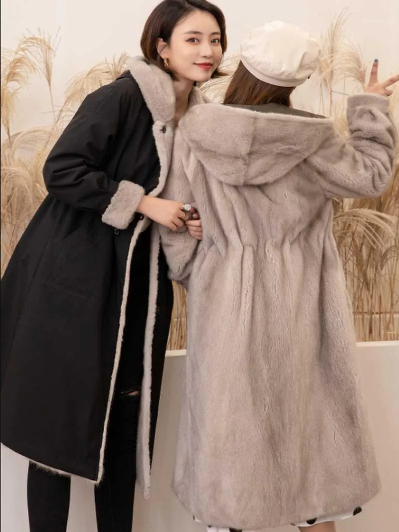여자 모피 가짜 진짜 밍크 재킷 X- LOWN Real Coat Lady 's Parka 의복과 함께 도매 소매 OEM