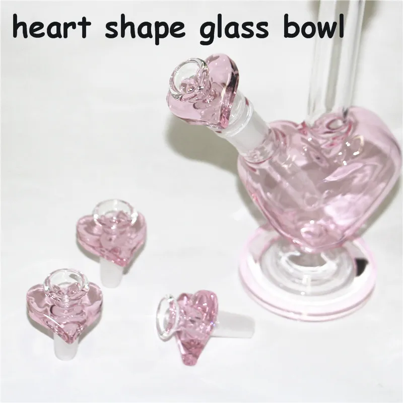 14mm pink heart shape hookah glass bowl Male Joint tobacco hand bowl piece smoking Accessories silicone nectar