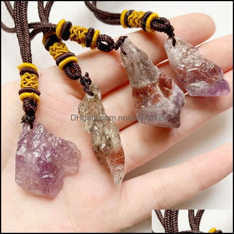 Pendant Necklaces Natural Auralite 23 Crystal Rough Necklace Energy Spiritual Healing Crystals Raw Stones Ornament Drop1