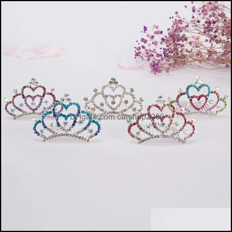 Tiaras Hair Jewelry Children Fashion Inlaid 다이아몬드 사랑스러운 소녀 크라운 헤어 크라운 관대하고 간단한 아이 공연 액세서리 2 8BJ B3 드롭