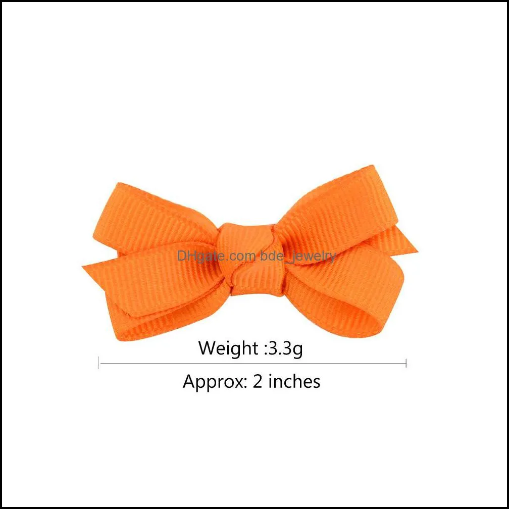 Baby Infant Bow Hairpins Small Grosgrain Ribbon Bows Hairgrips Girls Solid Whole Wrapped Safety Hair Clips Kids Hair Accessories KFJ27