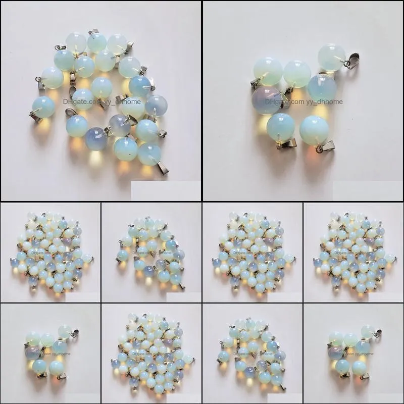 wholesale 50pcs/lot fashion natural opal stone ball shape pendants for jewelry accessories making