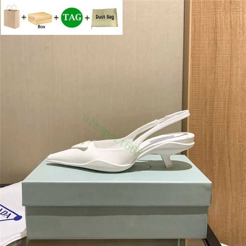Met Box geklede schoenen Geborsteld leer Slingback Pumps met hoge hakken poederroze Aqua Wit zwart bruiloft sandaal luxe zomer designer party slipper