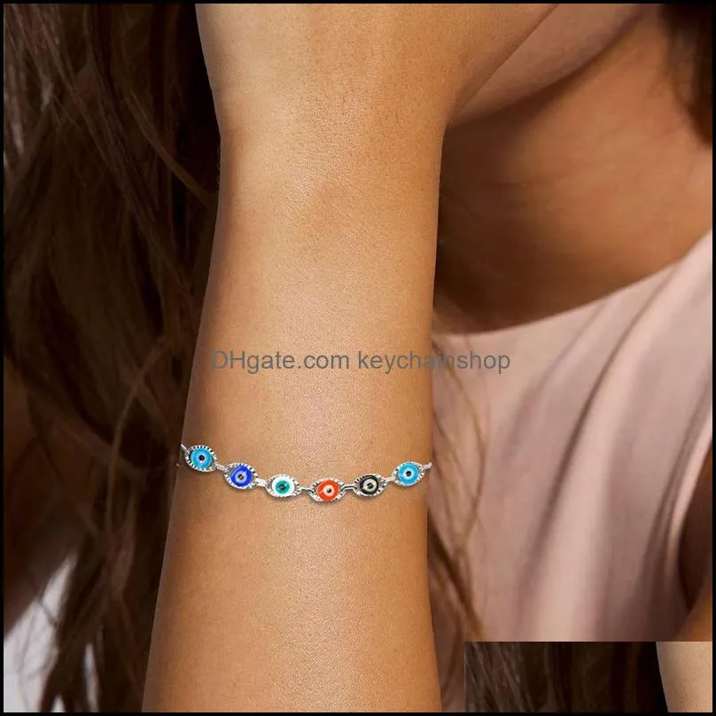 Crystal Bead Bracelet Bangles Enamel Gold Evil Blue Eye Bracelets For Women Lucky Turkish Eyes Jewelry Gifts