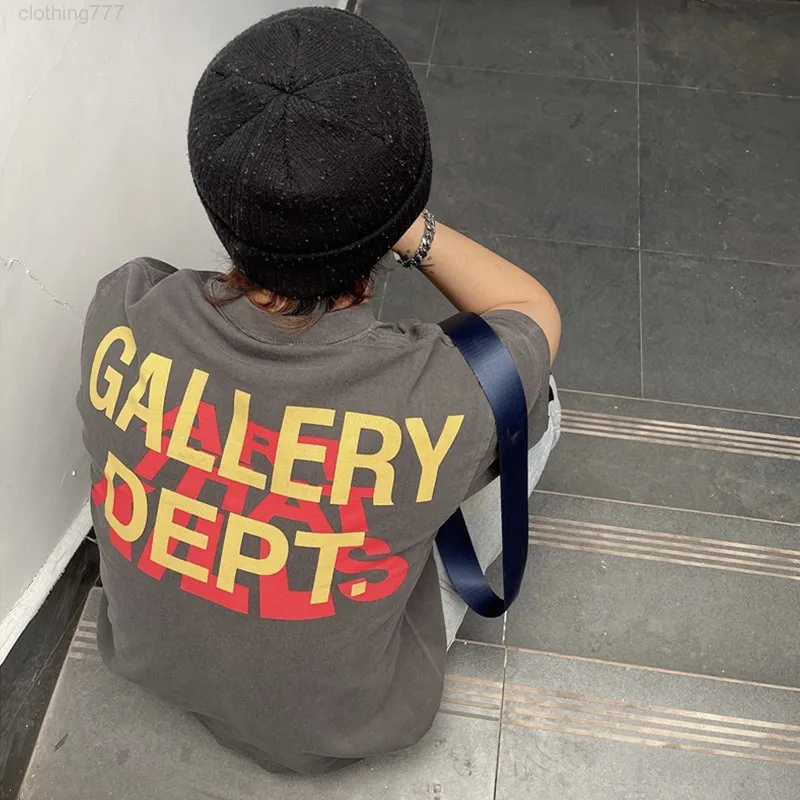 取扱 店舗 ヒップホップハイストリートファッションブランドgalerydept使用洗浄ラウンドラウンドネックプリント半袖tシャツの男性 本物格安 Vtech Computer Com