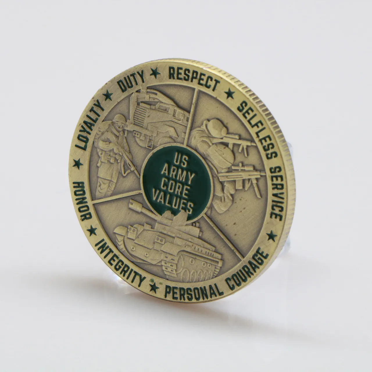 US Army Core Values Challenge Coin - Military Gift For Veterans, Active Duty, Collectors - Loyalty Duty Respect Honor