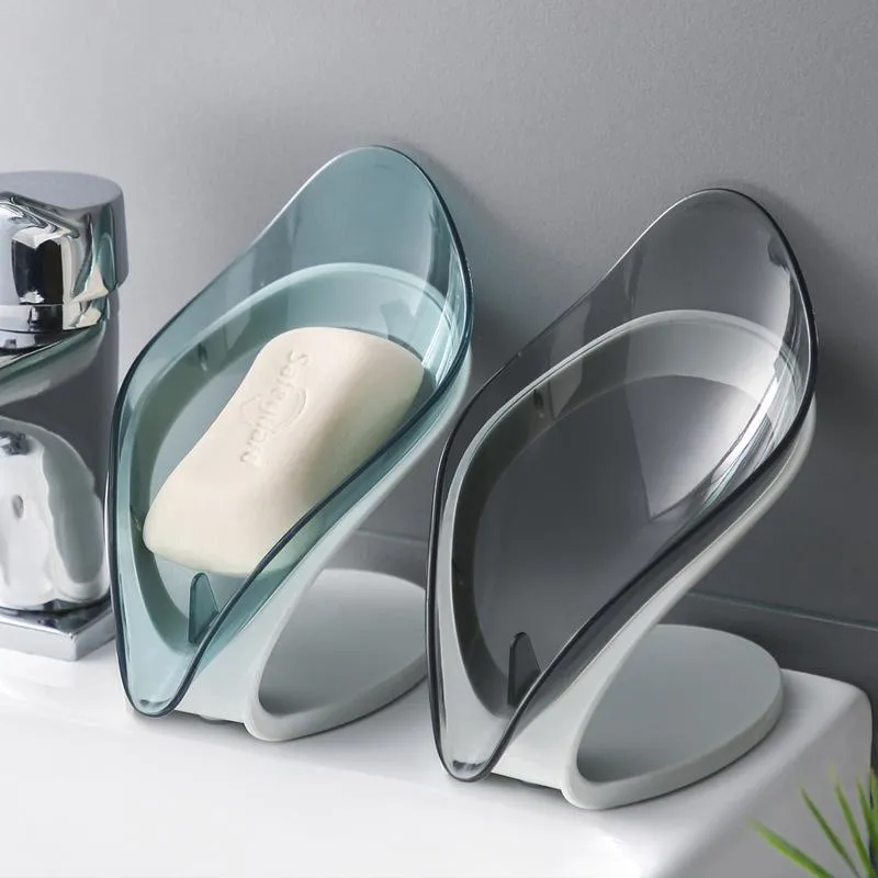 Haken rails creatieve badkamer zeep doos afvoerblad vorm spons houder keukenkast organisator opslag niet-slip zuignap cup dishhooks
