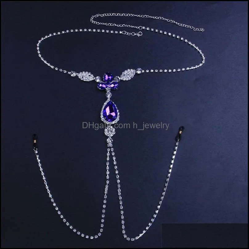 luxury green rhinestone non piercing jewelry for women sexy adult body nipple chain necklace 1874 t2