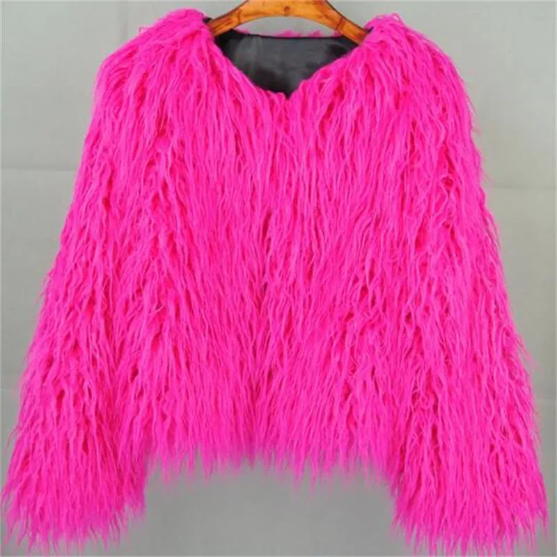 Cappotto in pelliccia sintetica di lana di agnello rosa Giacca artificiale invernale in pelle di montone shaggy taglie forti femminile per regalo per la festa della mamma