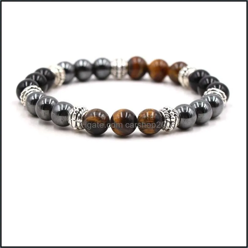 men handmade 8mm buddha tiger eye bracelet hematite stone beads bracelets summer women jewelry gift