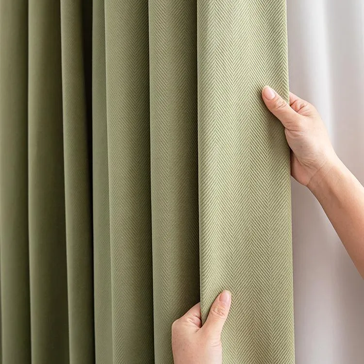 Curtain & Drapes Curtains For Living Room Bedroom Nordic Retro Herringbone Texture Matcha Green Blackout Velvet FabricCurtain