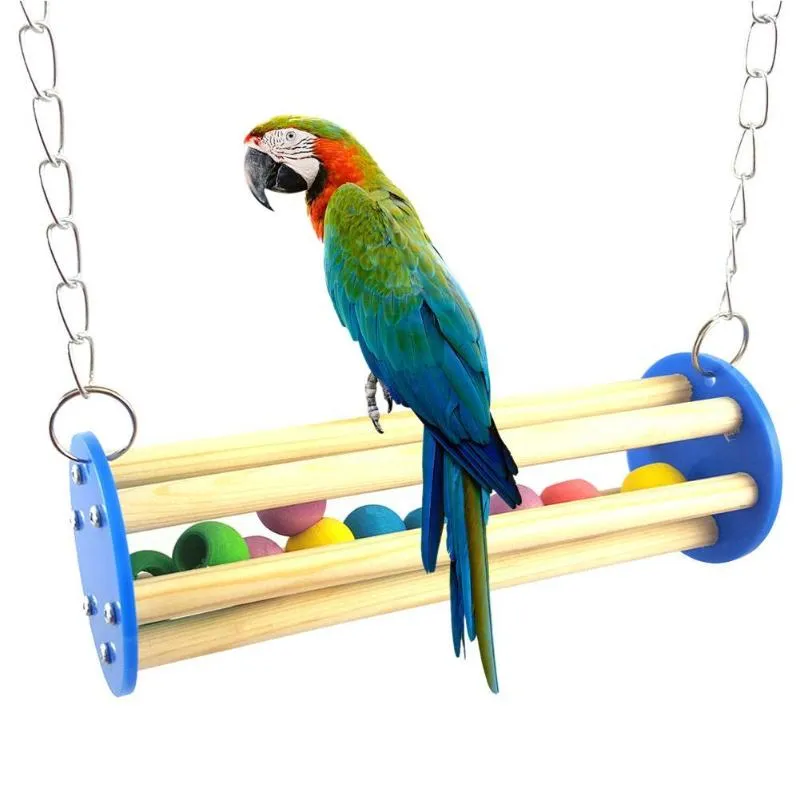 Andra fågelförsörjningar Pet Squirrel Parrot Bead Chain Chewing Climbing Swit Bite Toy Cage Decor för produkter Tillbehör