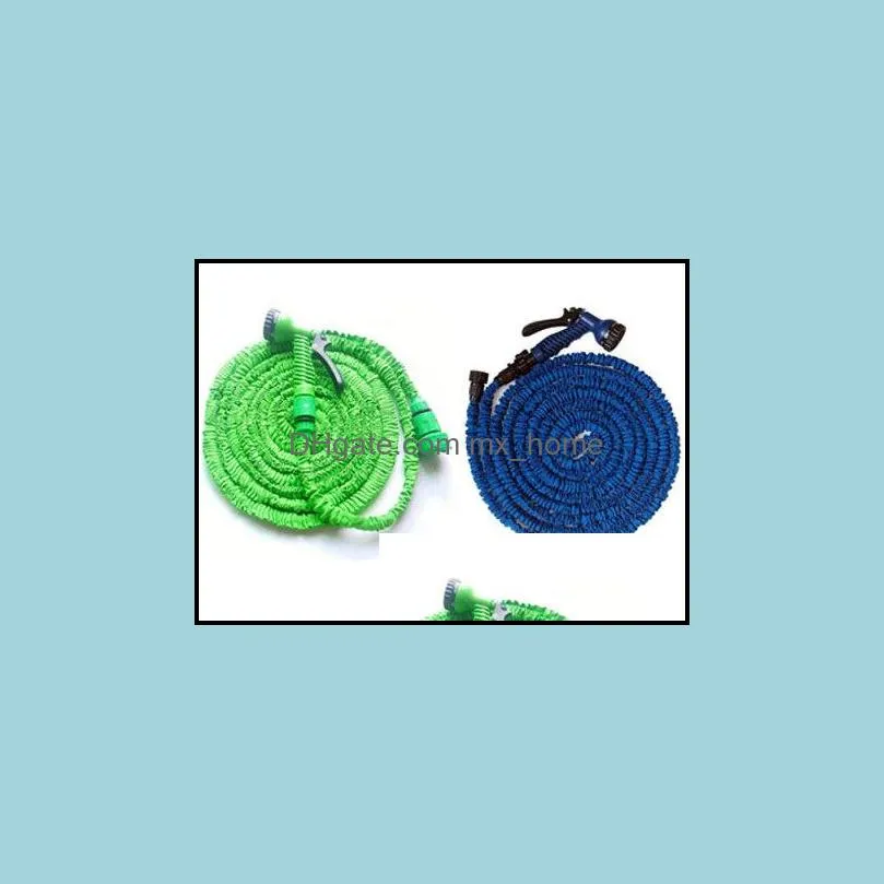 high quality 50FT retractable hose/Expandable Garden hose Blue Green color fast connector water hose with water gun OM-D9