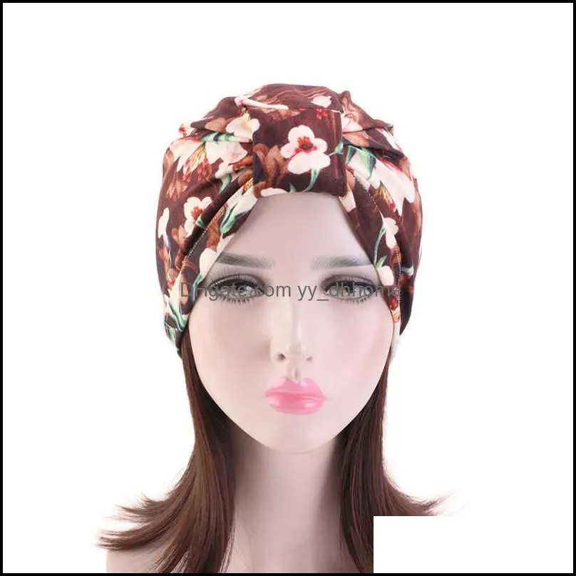 Muslim Women Bonnet Hat Printed Chemo Cap Turban Head Wrap Bandana Scarf Hair Loss Hat Head Cover Beanies Skullies Arab Ramadan