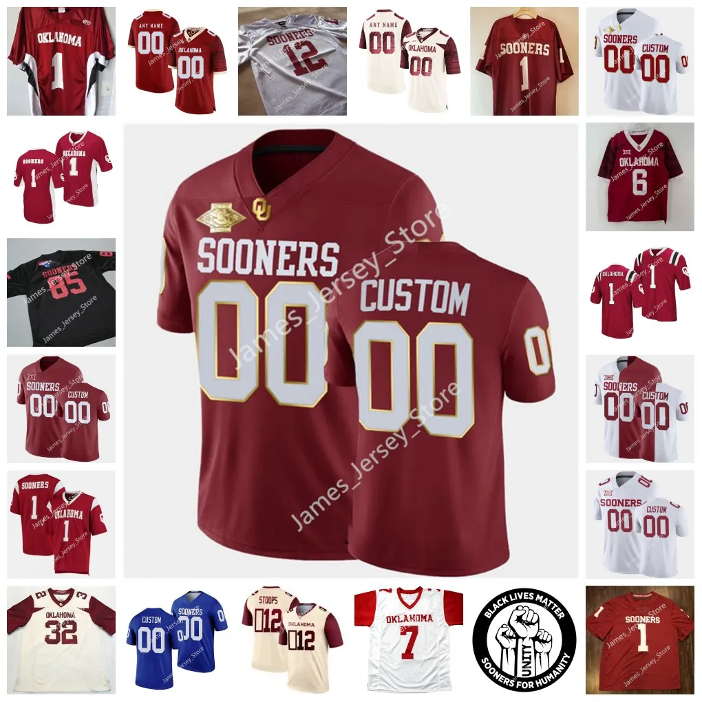 NCAA OKLAHOMA OU COLLEGE STITKTE VOETBAL JERSEY 6 TRE BROWN 23 JEREMIAH CRIDDELL 1 Joshua Eaton 3 Jamal Morris 7 Ronnie Perkins Chandler Morris Rhamondre Stevenson