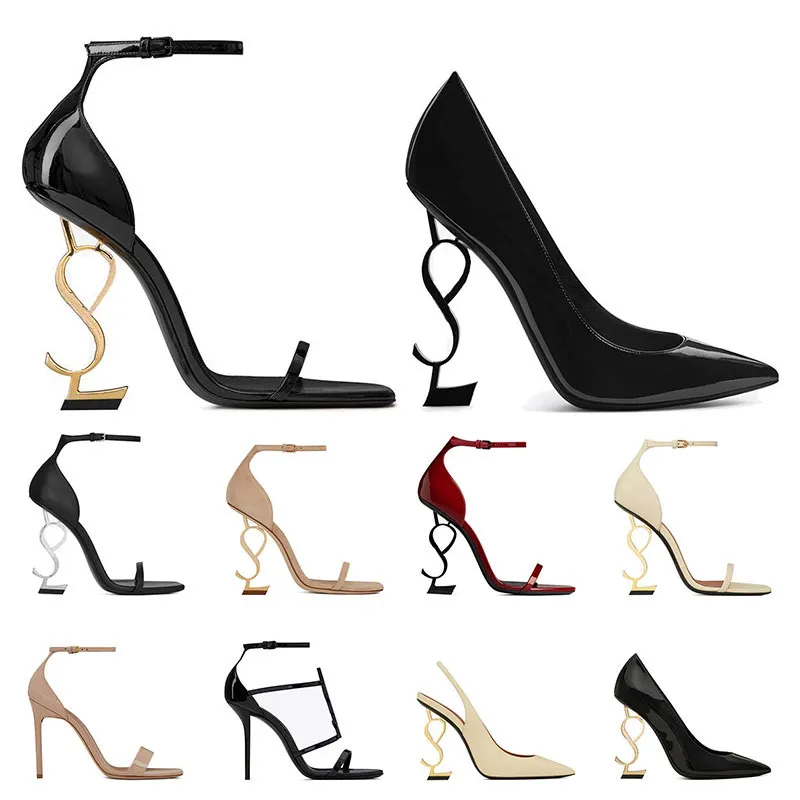 2022 women luxury Dress Shoes high heels patent leather Gold Tone black nude lady fashion sandals open toes stiletto heel Party Wedding Office pumps