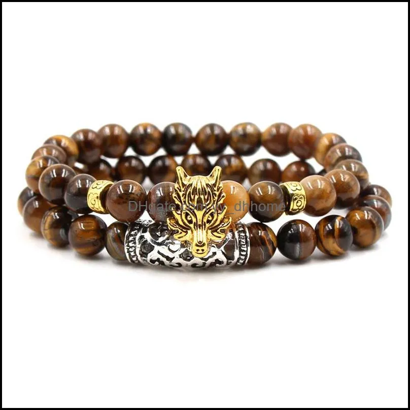 tiger eye stone bracelet set owl  charm bracelet natural stone bead bracele yydhhome