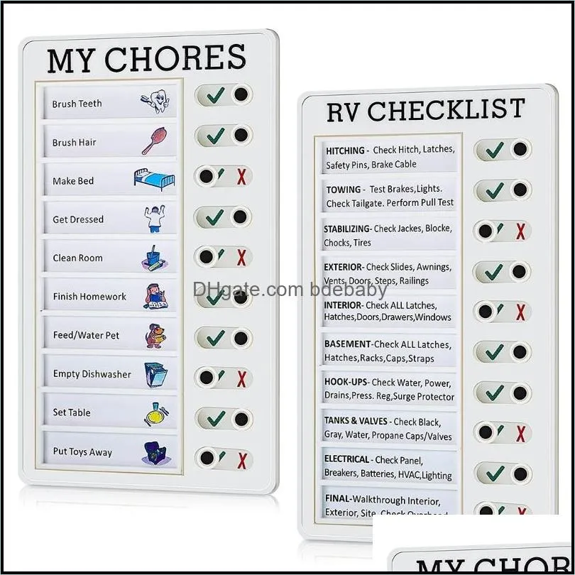 Multi purpose Wall Hanging Checklist Memo Boards Notes Adjustable My Chores Checklist Board for RV Home School Classroom