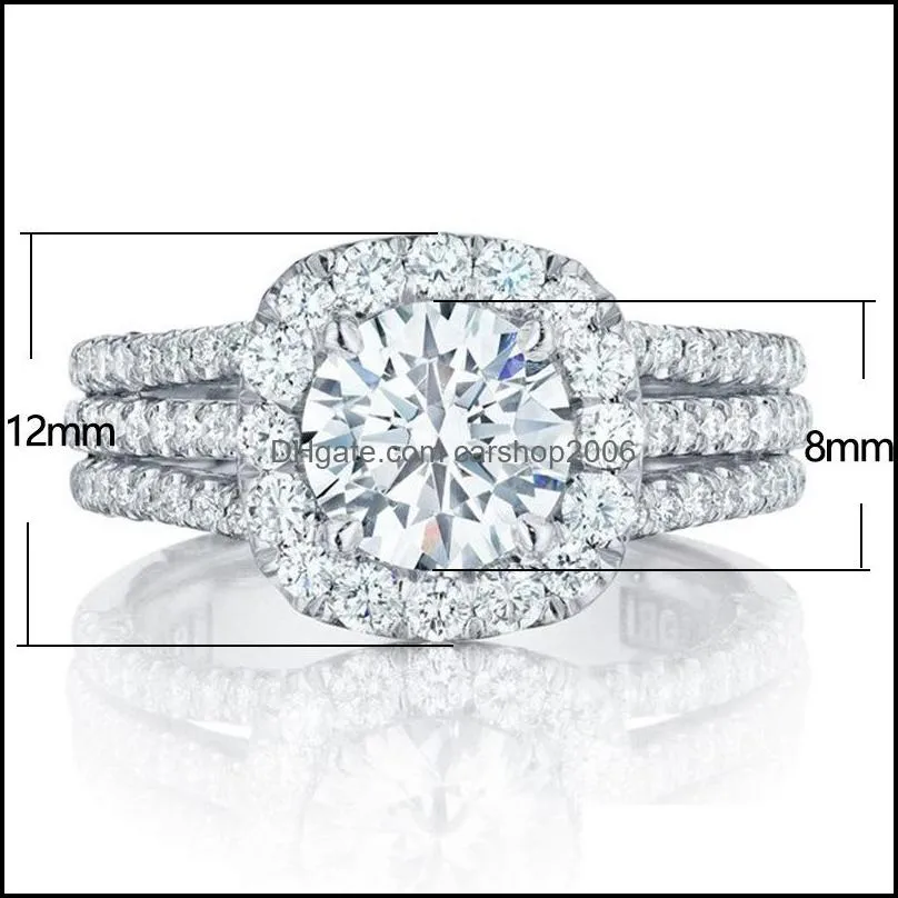 Silver Color Engagement Wedding Rings for Women Elegant Cushion Shaped Design Female Ring Fashion Jewelry