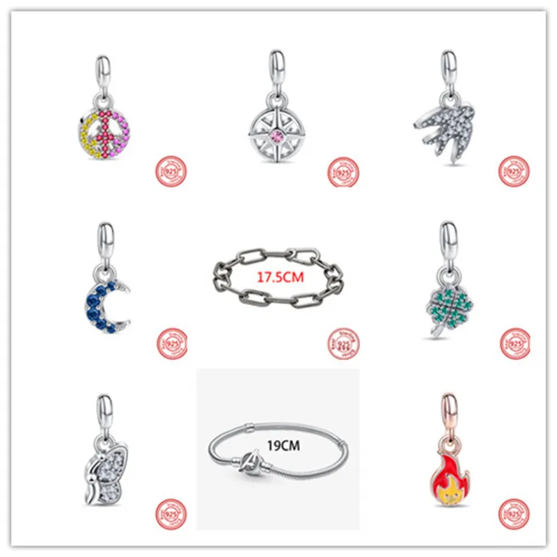 S925 Sterling Silver Loose Beads Love Love Heart Charms Bracelets U سلسلة أصلية ملائمة Pandora Netclace Bangle Associor