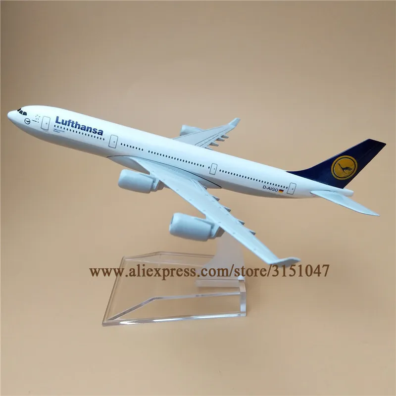 16cm Aleación Metal Alemania Air Lufthansa A340 Airlines Modelo de avión Airbus 340 Airways Avión Aviones Niños Regalos Y200106