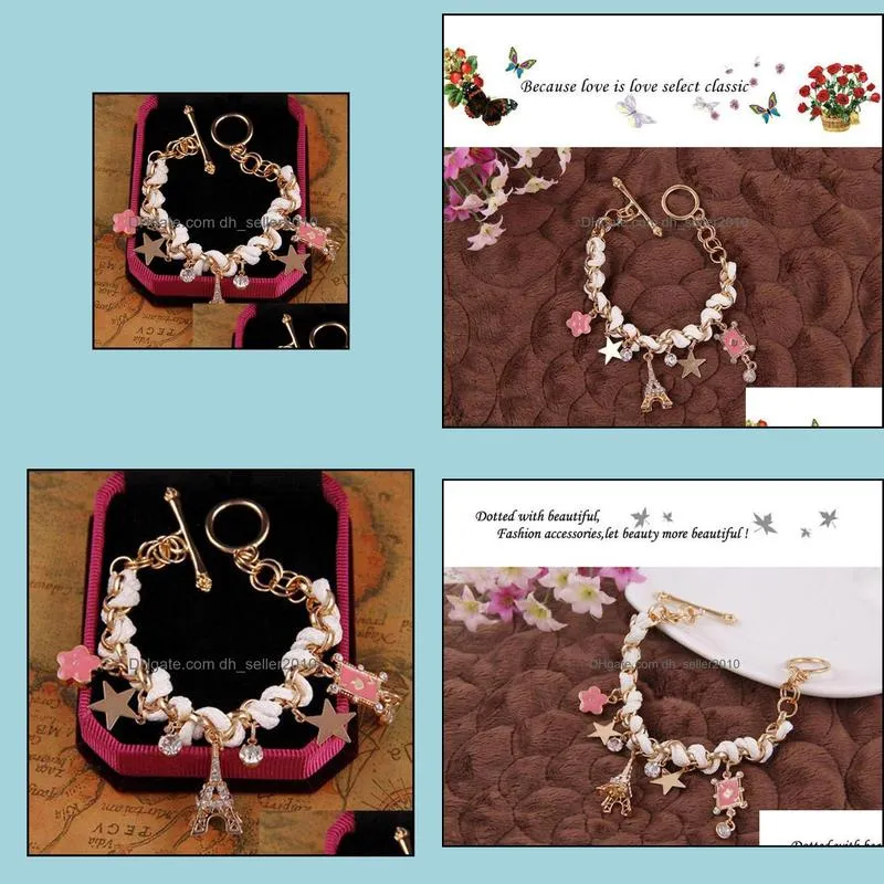bracelets for women fashion cards pink flower chain bangles bracelets for women charm bracelets