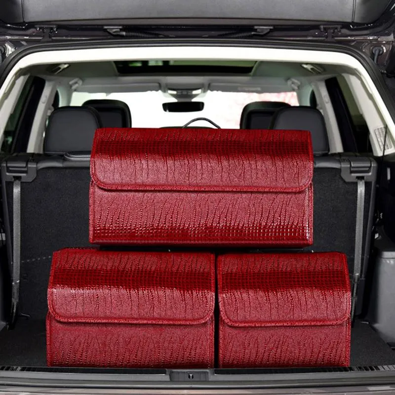 Car Organizer Trunk Storage Box Luxury Crocodile Pattern Folding Multifunction PU Leather Bag Auto AccessoriesCar
