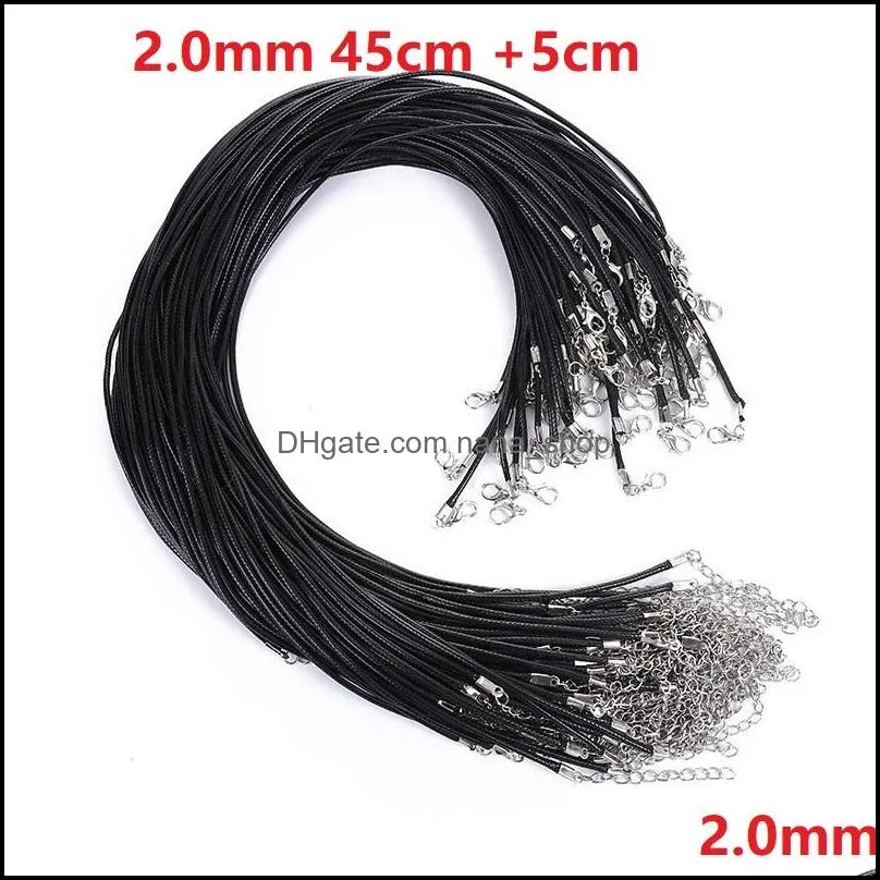 black wax rope lobster clasp chains stainless steel silver link chain women men necklace for diy necklace jewelry making