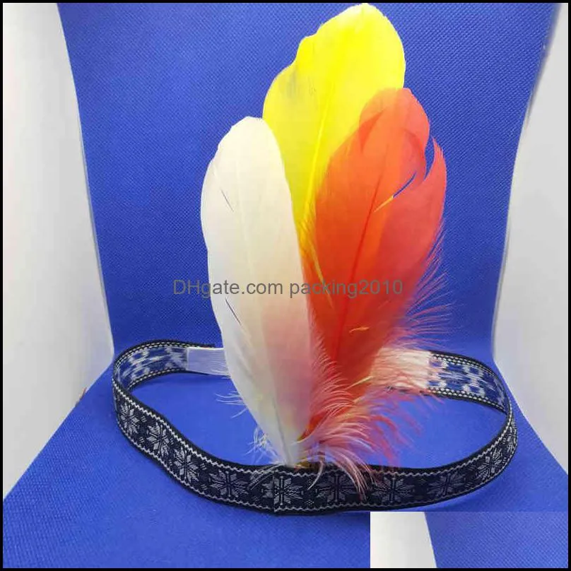 1pc feather headband three feathers performance hairband party hats cosplay show dress accessories festival supplies vtm hp1113