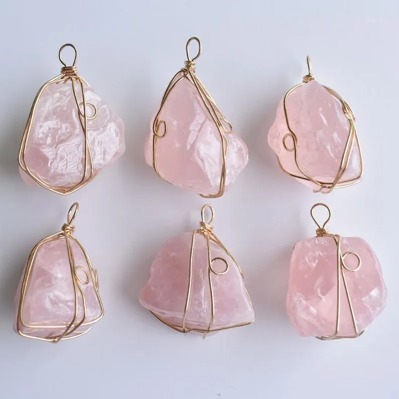 Collane con pendente all'ingrosso 6 pz/lotto 2022 moda di buona qualità naturale rosa pietra viola pendenti irregolari per accessori di gioielli MakingPe