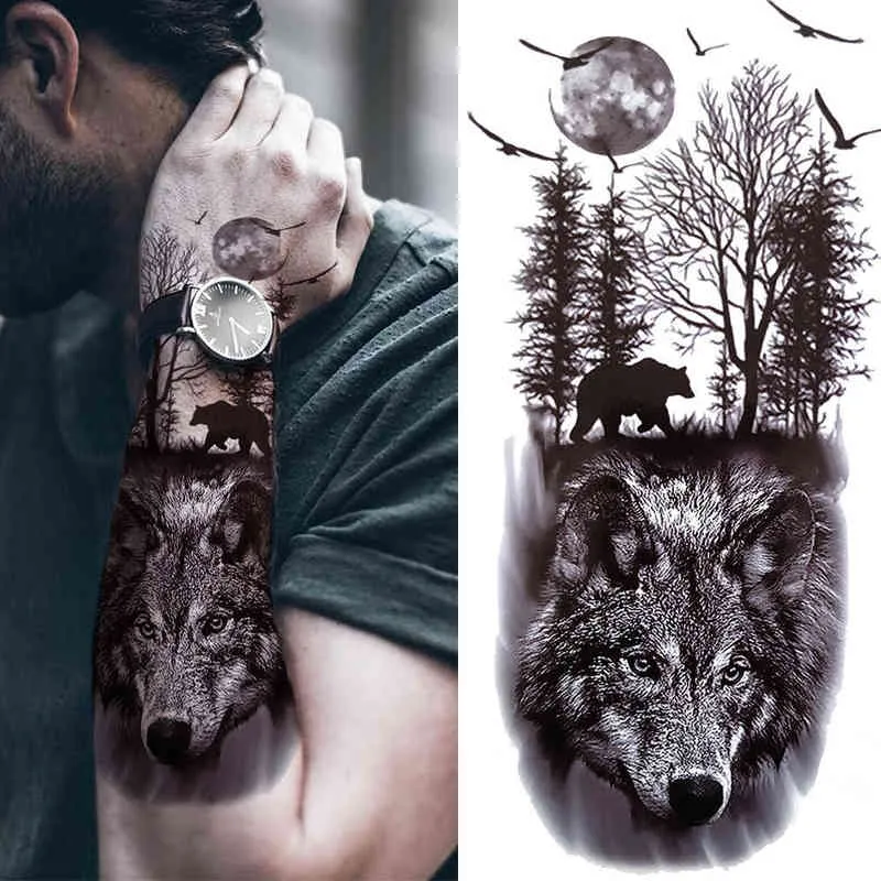 Tatuaggio Temporaneo Orso Modello Impermeabile &ndash; Adesivo Foresta Animale Nuovo