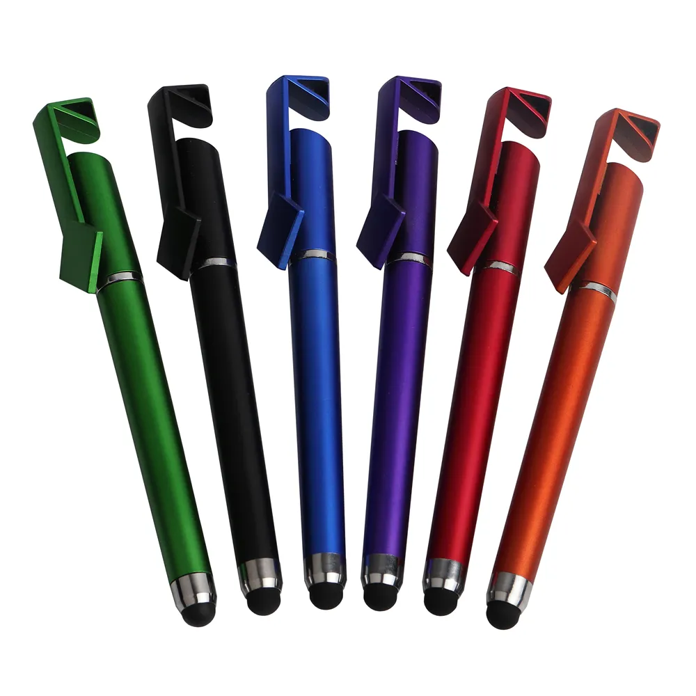Multifunktion 3 i 1 Stylus penna kapacitiv skärm mycket känslig pek penna mobiltelefon hållare stand för smartphone mobiltelefon surfplatta olika färger