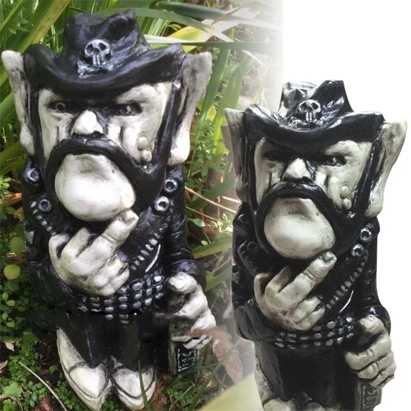 Lemmy Rock ikona Rzeźba Lemprechaun Statua Statua Lawn Ornamnet Outdoor Garden Decor 220711