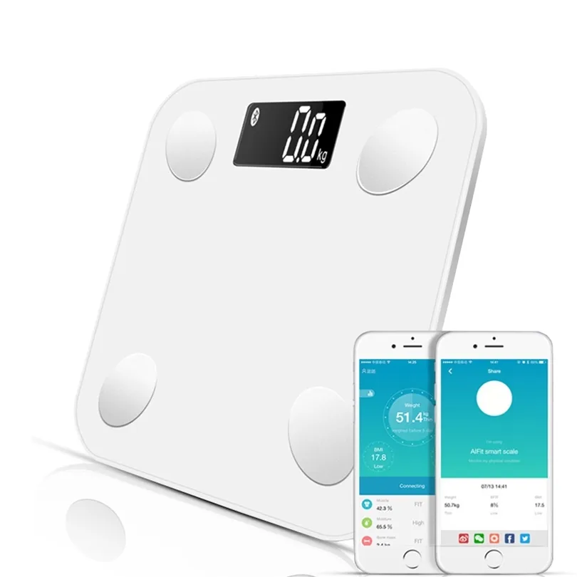 Bluetooth scales floor Body Weight Bathroom Scale Smart Backlit Display Scale Body Weight Body Fat Water Muscle Mass BMI T200117