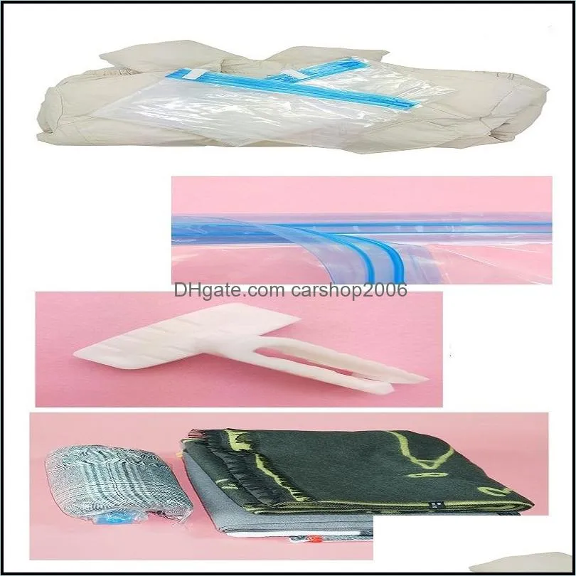 Travel Organizer Bag Vacuum Compression Storage bag Foldable Seal Clear Plastic Bags 5 Sizes No Need Pumping Air