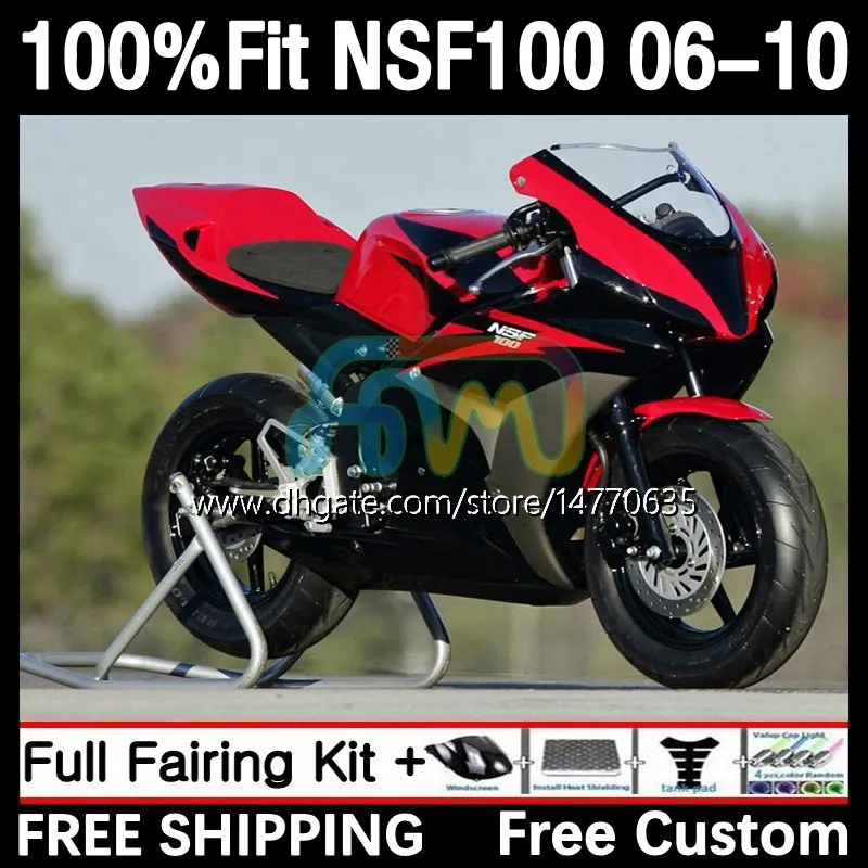 Honda 유리 섬유 NSF100 NSF 100 06-10 10DH.3 NSF-100 06 07 08 09 10 NS-F100 2006 2007 2008 2009 2010 주입 곰팡이 페어링 공장 빨간색을위한 유리 파이버 경주 차체