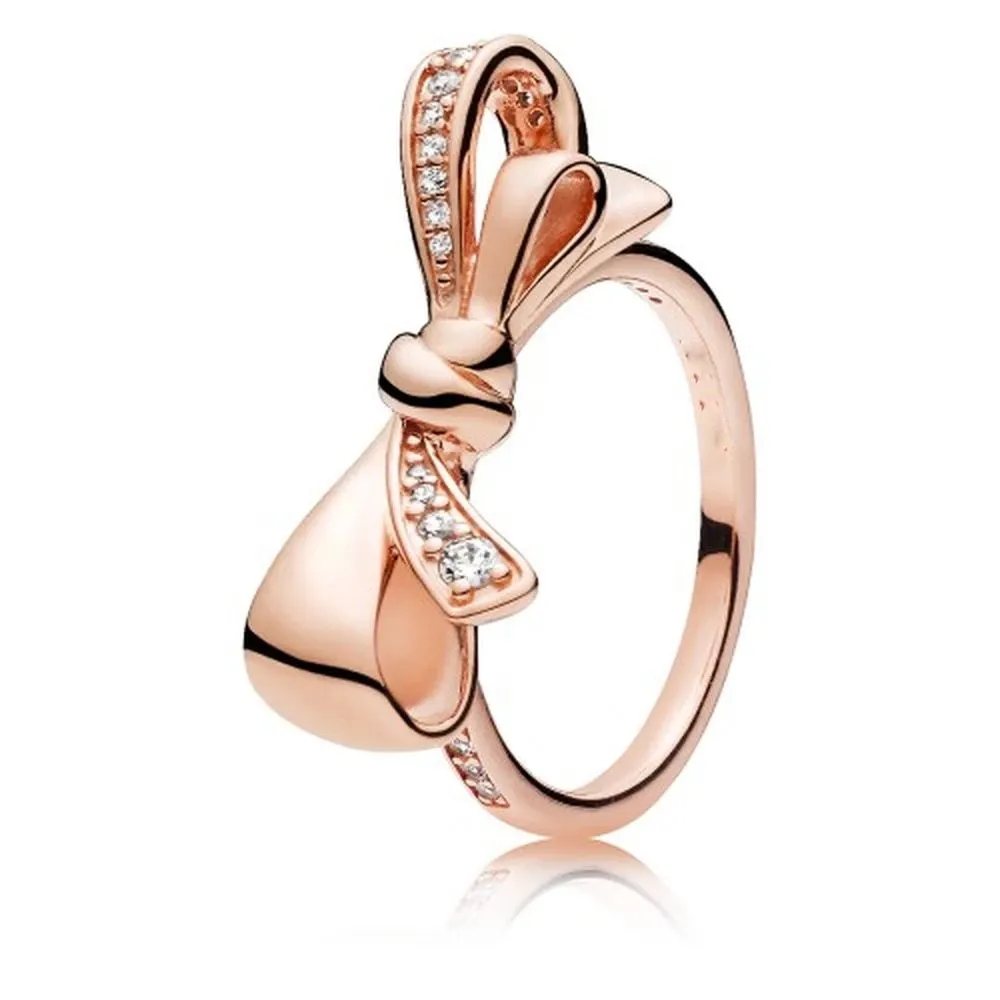 18K Rose Gold Dazzling Daisy Meadow Stackbar ring för P 925 Sterling Silver Designer Rings set med Original Box5620928