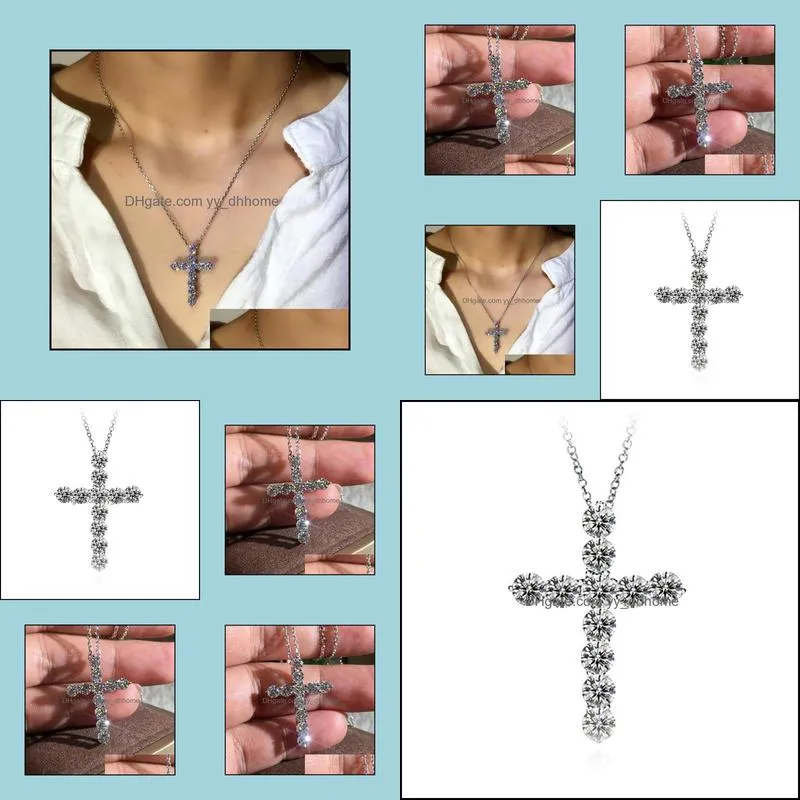 pendant necklaces 2022 fashion cross necklace silver color on the neck for women anniversary gift jewelry wholesale moonso x6152