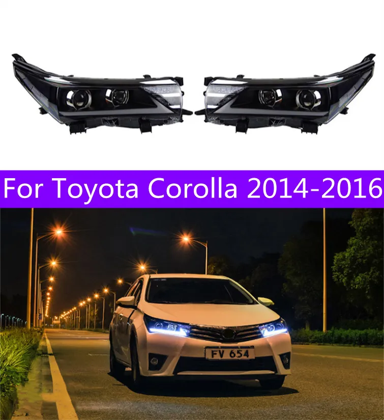 LED-Scheinwerfer für Toyota Corolla 2014–20 16 DRL Bi-Xenon-Objektiv Tagfahrlicht HID-Blinker-Scheinwerfer-Upgrade