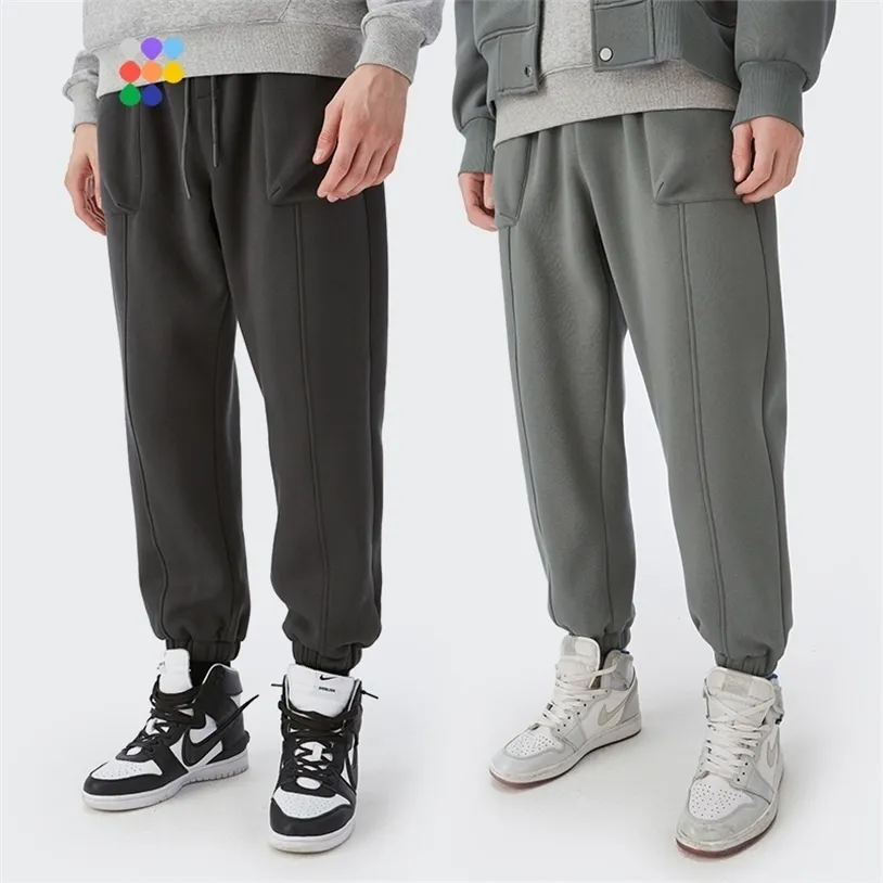 INFLATION Dicke Fleece-Sweatpant-Unisex-Grau-Jogginghose Winterwarme lässige Männer Plain Loose Track Pant-Paar-Sportbekleidung 220325