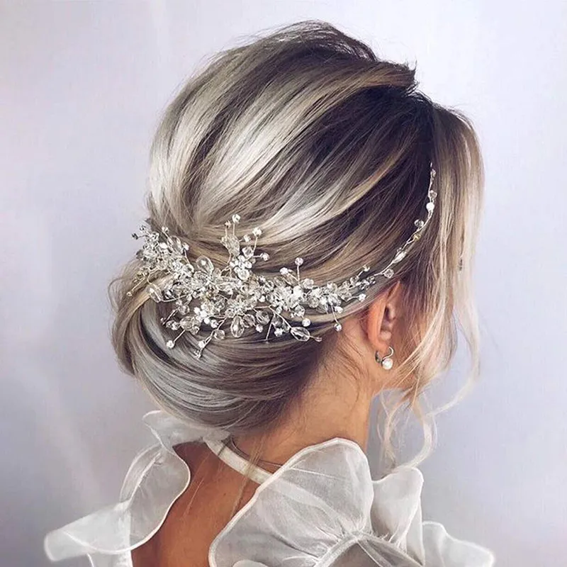 Perlenkristall Hochzeit Hair Combs Haarzubehör für Brautblume Kopfbänder Stirnbänder Frauen Braut Haarschmuck Schmuck Schmuck