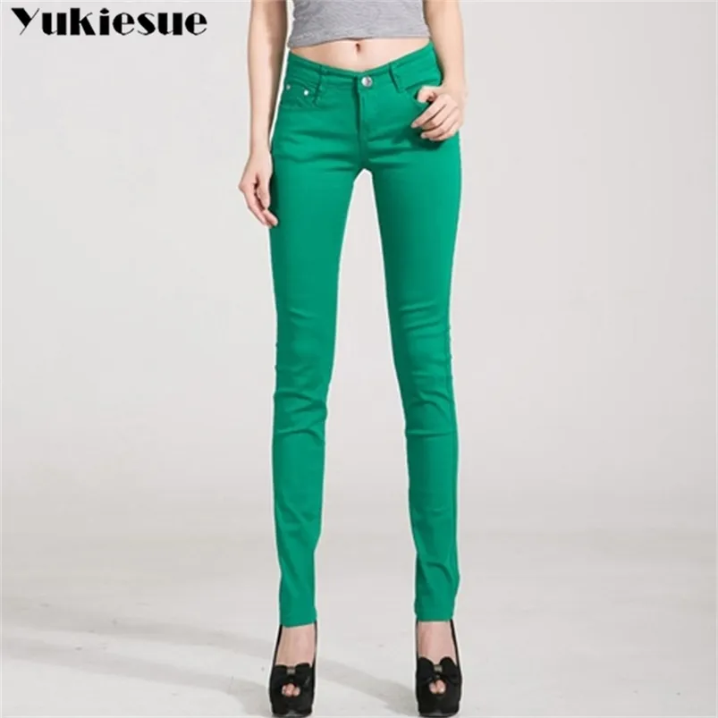 Slim Pencil Vintage jeans High Waist New Women pants full length Female denim skinny 210412