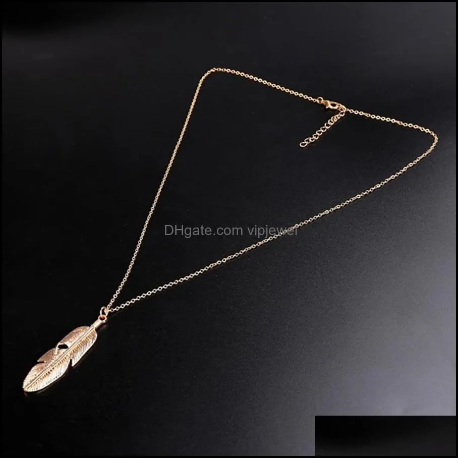 fashion feather necklaces for women long sweater chain jewelry gifts leaf pendants chocker necklace vipjewel