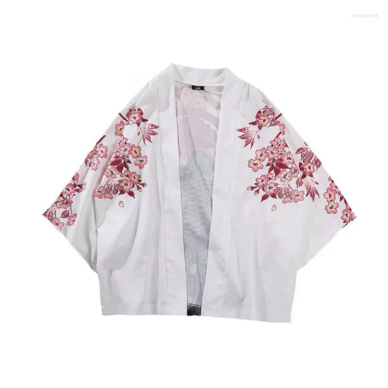 Chemises décontractées pour hommes Manches japonaises Manteau Chemisier Kimono Jacke Et Cinq Hommes Point Top Été Femmes Hommes Eldd22