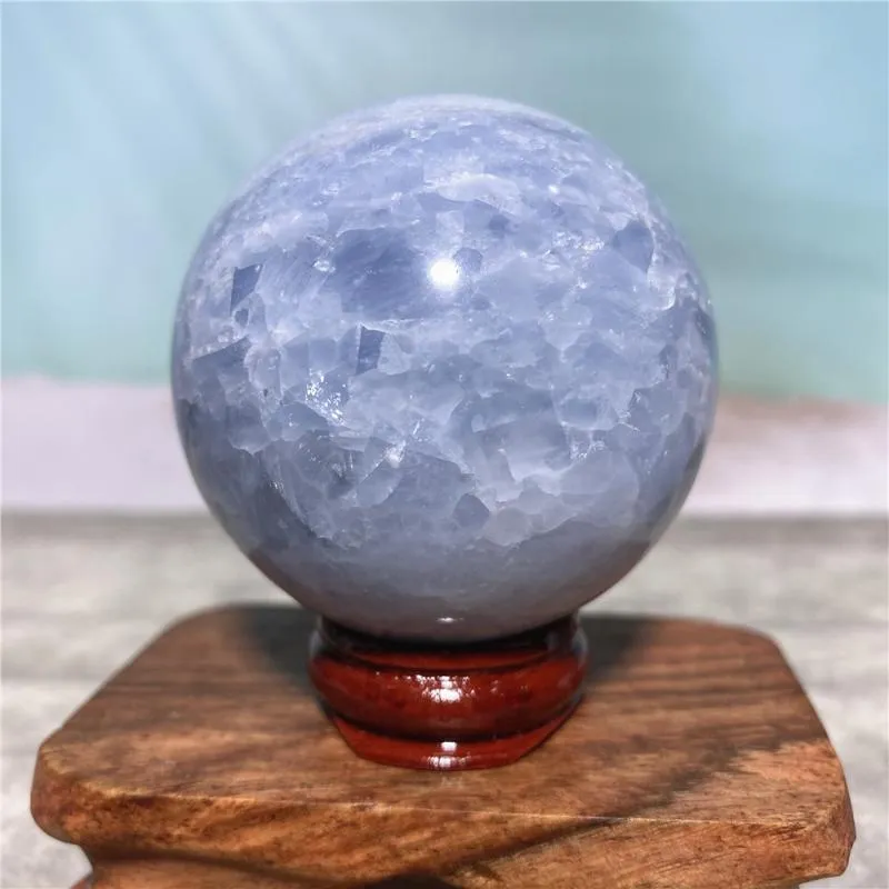 Декоративные предметы фигурки Quartz Natural Stone Celestite Sphere Blue Crystal Reiki Energy Wichcraft Gems Mineral