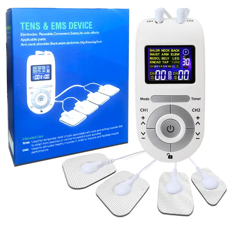 wholesale Health Gadgets 12Modes Relax Muscle Stimulator EMS Acupuncture Body Massage Digital Therapy Slimming Machine Electrostimulator